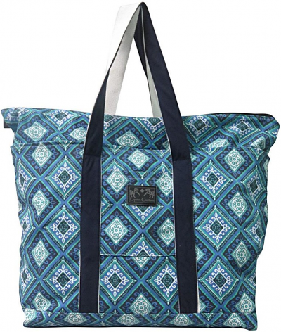 Navy, White and Royal Blue Geometric Print Artemis Tote Bag by Equine Couture
