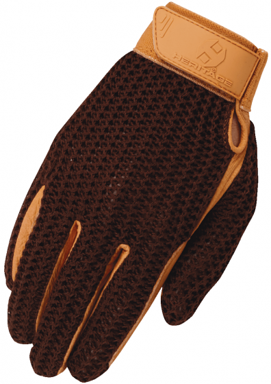 Brown Crochet Riding Glove by Heritage Gloves