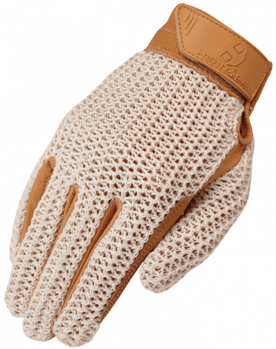 Tan Crochet Riding Gloves by Heritage Gloves