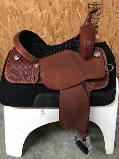 15" Chestnut BTR with Black Full Suede Seat by Martin Saddlery