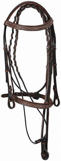 Henri de Rivel Pro Fancy Raised Comfort Crown Padded Bridle with Fancy Raised Reins by JPC Equestrian