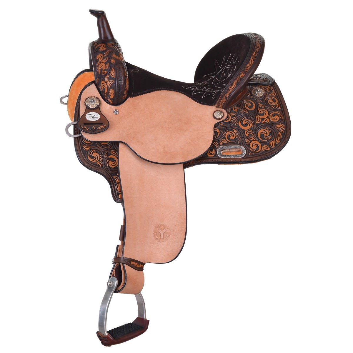 16" Wide Fit Kelly Kaminski New Frontier Vintage Swirl Barrel Saddle by Circle Y Saddlery