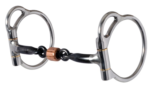 Trail Dee-7/16" 3-Piece Smooth Sweet Iron Snaffle with Copper Roller Bit by Reinsman