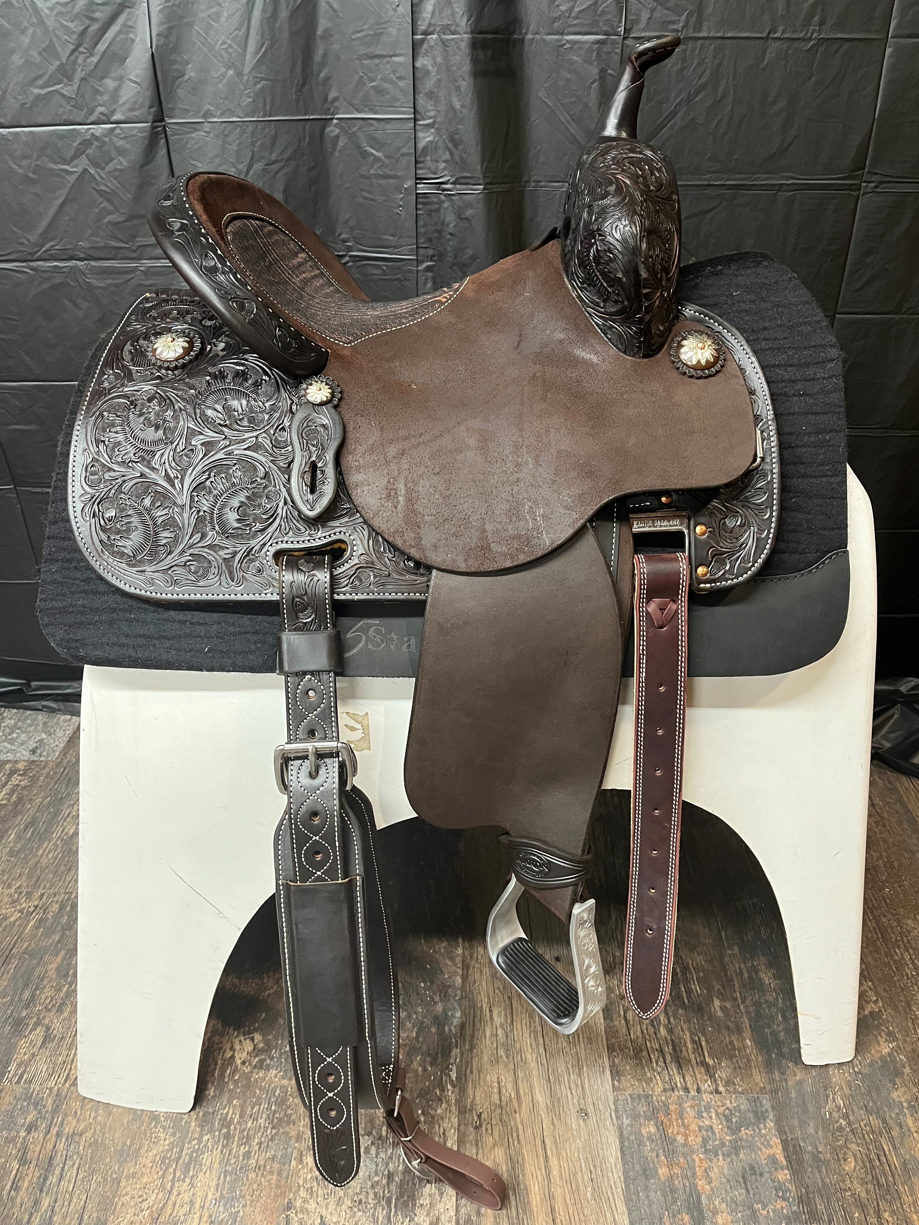 14" Chocolate Stingray with Inlaid Elephant Seat by Martin Saddlery