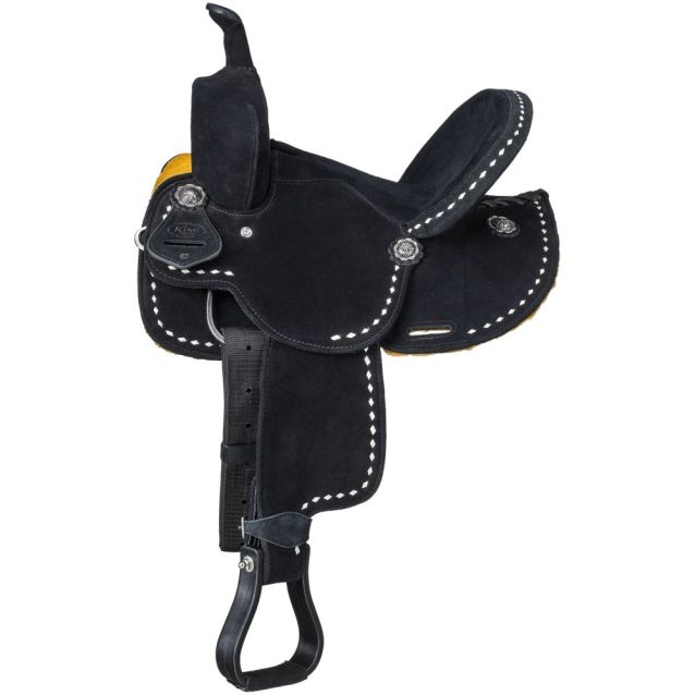 Black King Series Youth Stratford Suede Barrel Saddle by JT International