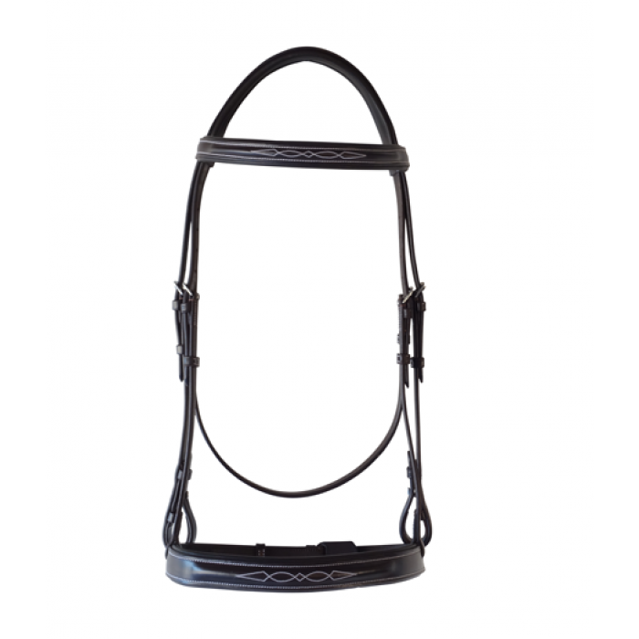 Wide Nose Padded Bridle with Raised Lace Mohican Leather Reins by Royal Highness