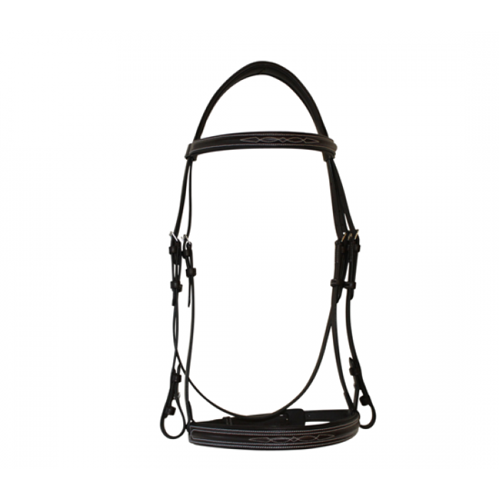 Brown Double Stitch Fancy Leather Bridle by Royal Highness
