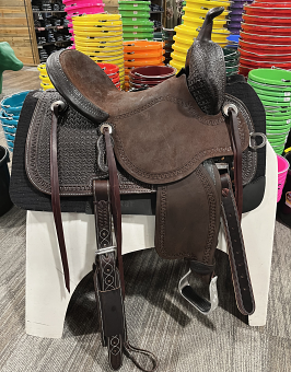 14.5" Chocolate Stingray with Hard Seat and Basket Tooling by Martin Saddlery