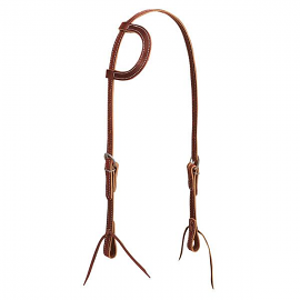 Brown Latigo Leather Flat Sliding Ear Headstall by Weaver