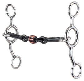 Junior Cow Horse-3/8" 3-Piece Sweet Iron Snaffle with Copper Roller by Reinsman