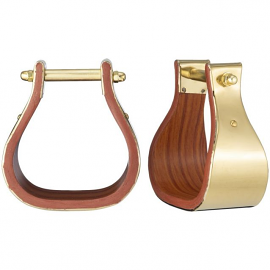 Youth Polished Brass and Wood Stirrups by Tough1