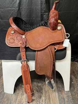 15" Chestnut BTR with Black Full Suede Seat by Martin Saddlery