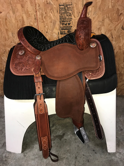 14" Chestnut BTR with Black Suede Full Seat by Martin Saddlery 