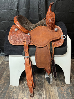 13.5" Chestnut Stingray with Full Chocolate Suede Seat by Martin Saddlery 