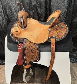 15" Custom Signature Buckstitch with Elephant Seat Try-Out Saddle by Hud Roberts Saddlery