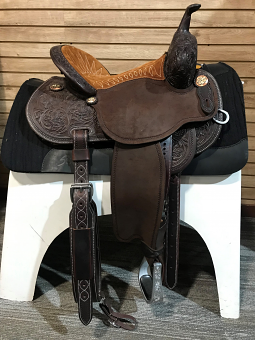 14.5" Chocolate Fearless Lisa Lockhart with Full Suede Toast Seat by Martin Saddlery