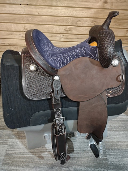 14" BTR with Navy Suede Seat by Martin Saddlery 