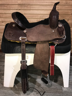 Chocolate Hand Tooled Barrel Saddle by HR Saddlery