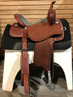 14.5" Chestnut BTR with Full Suede Grey Seat by Martin Saddlery