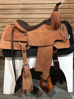 16" Wide Cody Crow Ranch Rider Roughout Work Saddle by Circle Y Saddlery