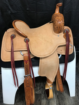 Hand Tooling with Roughout Signature Cutter Saddle by HR Saddlery