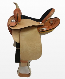 14" Black Suede Seat Floral Barrel Saddle by Dakota Saddlery