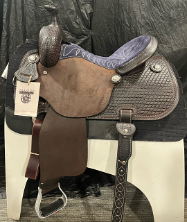 15" Chocolate Leather with Full Navy Seat All Around Saddle by Martin Saddlery