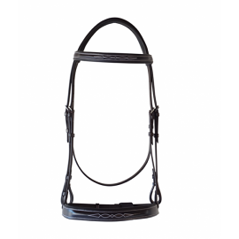 Wide Nose Padded Bridle with Raised Lace Mohican Leather Reins by Royal Highness