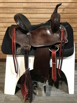 Chocolate Hand Tooled Trail Saddle by HR Saddlery