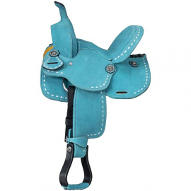 Turquoise King Series Youth Stratford Suede Barrel Saddle by JT International