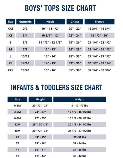 kid size chart shirt